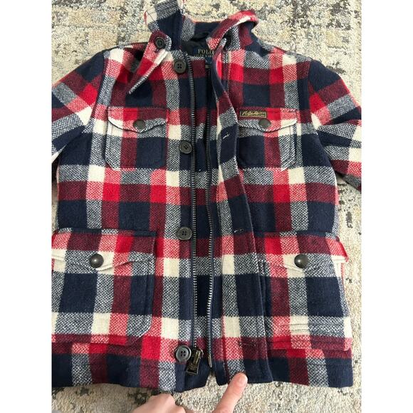 Polo Ralph Lauren Kids Boys Full Zip Wool Blend Jacket Coat Plaid Size 5 Preppy - Picture 7 of 8